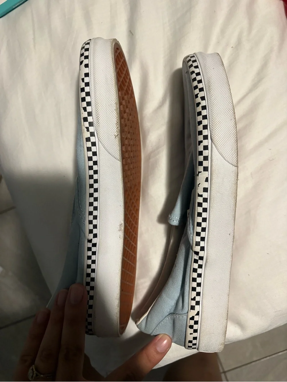 Vans Light Blue Canvas Slip-On Loafers